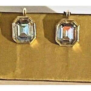 Vintage Avon Aurora Borealis Gold Tone Clip Earrings